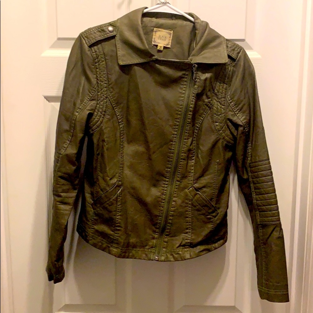 Olive faux leather jacket